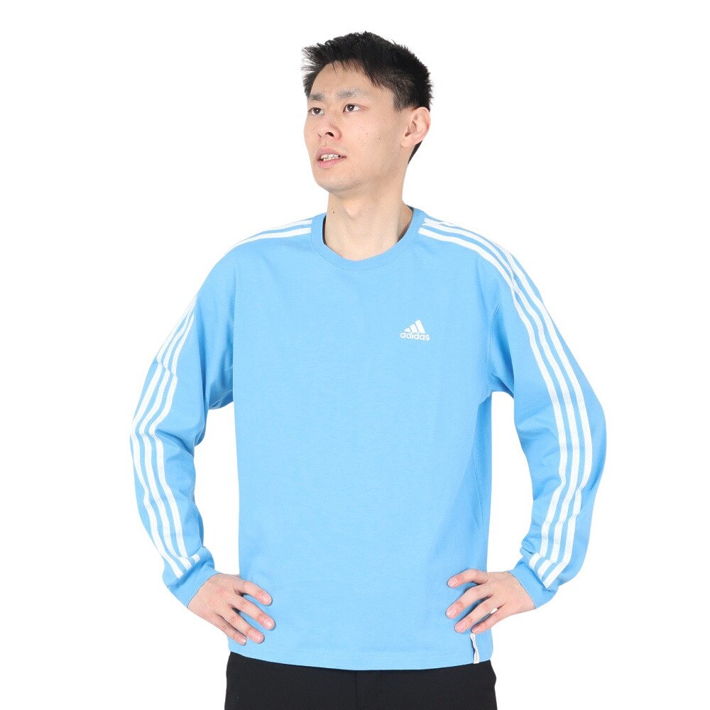 アディダス（adidas）（メンズ）エッセンシャルズ プラス ルーズフィット スリーストライプスTシャツ 長袖 KWE93-JF3914 ロンT