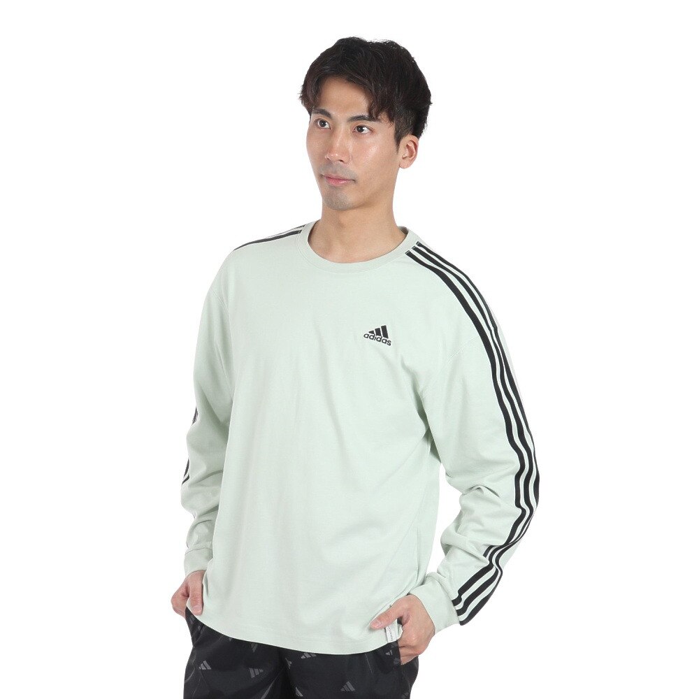 アディダス（adidas）（メンズ）エッセンシャルズ プラス ルーズフィット スリーストライプス 長袖Tシャツ KWE93-JF3916★★★