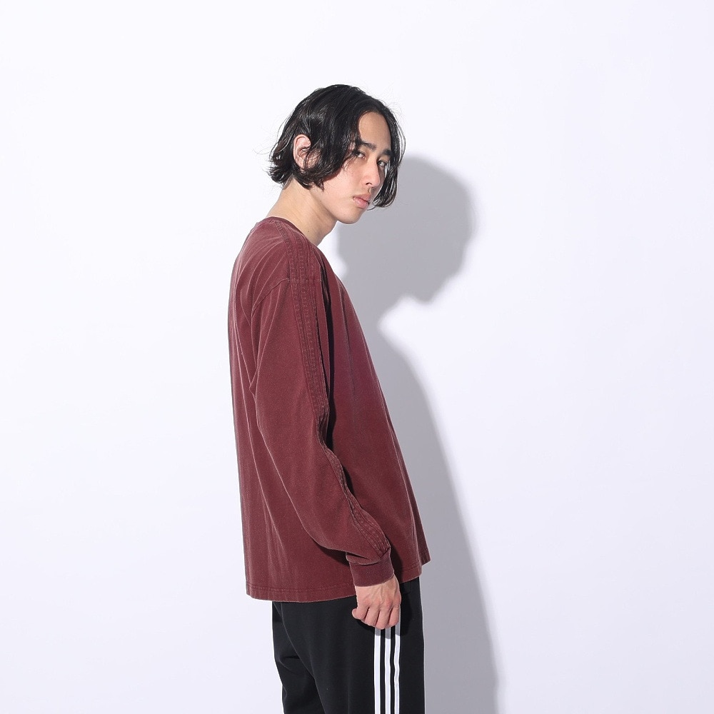 アディダス（adidas）（メンズ、レディース）スリーストライプス WASH ロングスリーブTシャツ KUE34-IT0888 ロンT 長袖 ヘビーウェイト ルーズフィット