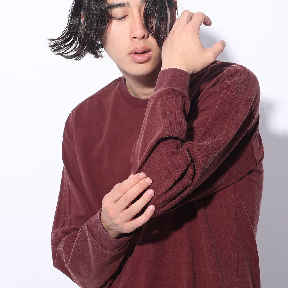 アディダス（adidas）（メンズ、レディース）スリーストライプス WASH ロングスリーブTシャツ KUE34-IT0888 ロンT 長袖 ヘビーウェイト ルーズフィット