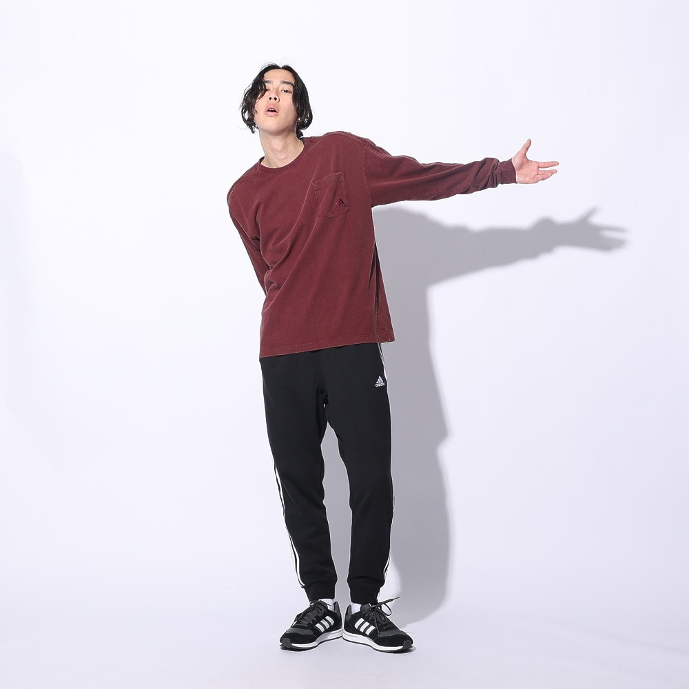 アディダス（adidas）（メンズ、レディース）スリーストライプス WASH ロングスリーブTシャツ KUE34-IT0888 ロンT 長袖 ヘビーウェイト ルーズフィット