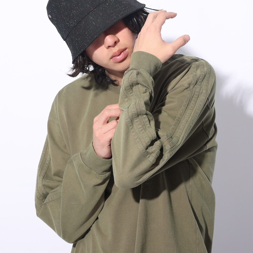 アディダス（adidas）（メンズ、レディース）スリーストライプス WASH ロングスリーブTシャツ KUE34-IT0889  ロンT 長袖 ヘビーウェイト ルーズフィット