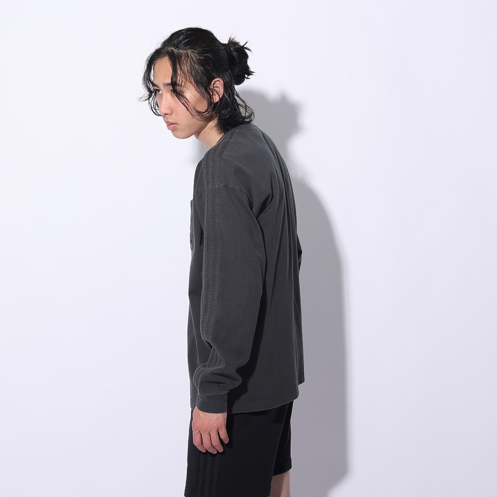 アディダス（adidas）（メンズ、レディース）スリーストライプス WASH ロングスリーブTシャツ KUE34-IT0890  ロンT 長袖 ヘビーウェイト ルーズフィット