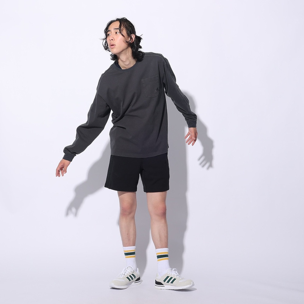 アディダス（adidas）（メンズ、レディース）スリーストライプス WASH ロングスリーブTシャツ KUE34-IT0890  ロンT 長袖 ヘビーウェイト ルーズフィット