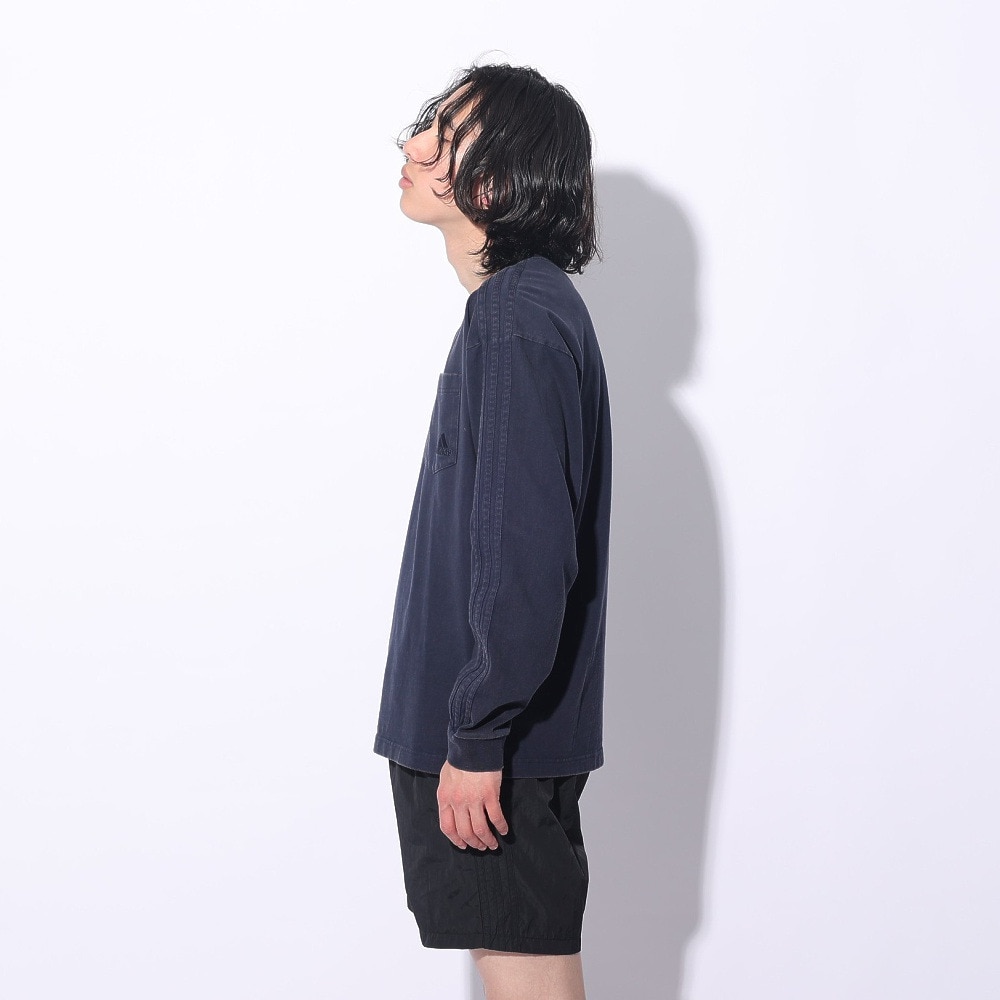 アディダス（adidas）（メンズ、レディース）スリーストライプス WASH ロングスリーブTシャツ KUE34-JE0946 ロンT 長袖 ヘビーウェイト ルーズフィット