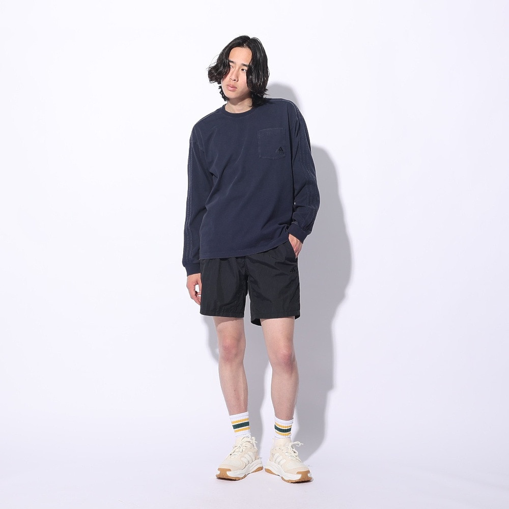 アディダス（adidas）（メンズ、レディース）スリーストライプス WASH ロングスリーブTシャツ KUE34-JE0946 ロンT 長袖 ヘビーウェイト ルーズフィット