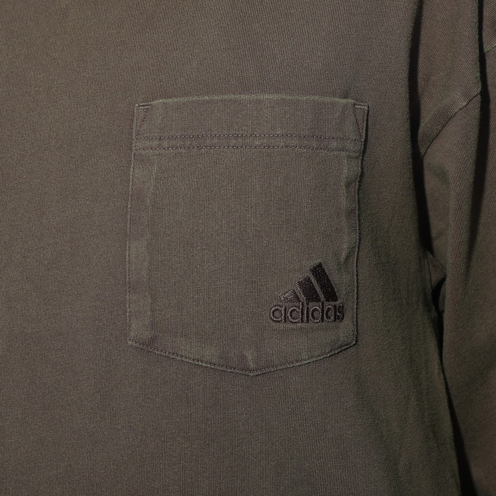 アディダス（adidas）（メンズ、レディース）スリーストライプス WASH ロングスリーブTシャツ KUE34-JE0947 ロンT 長袖 ヘビーウェイト ルーズフィット