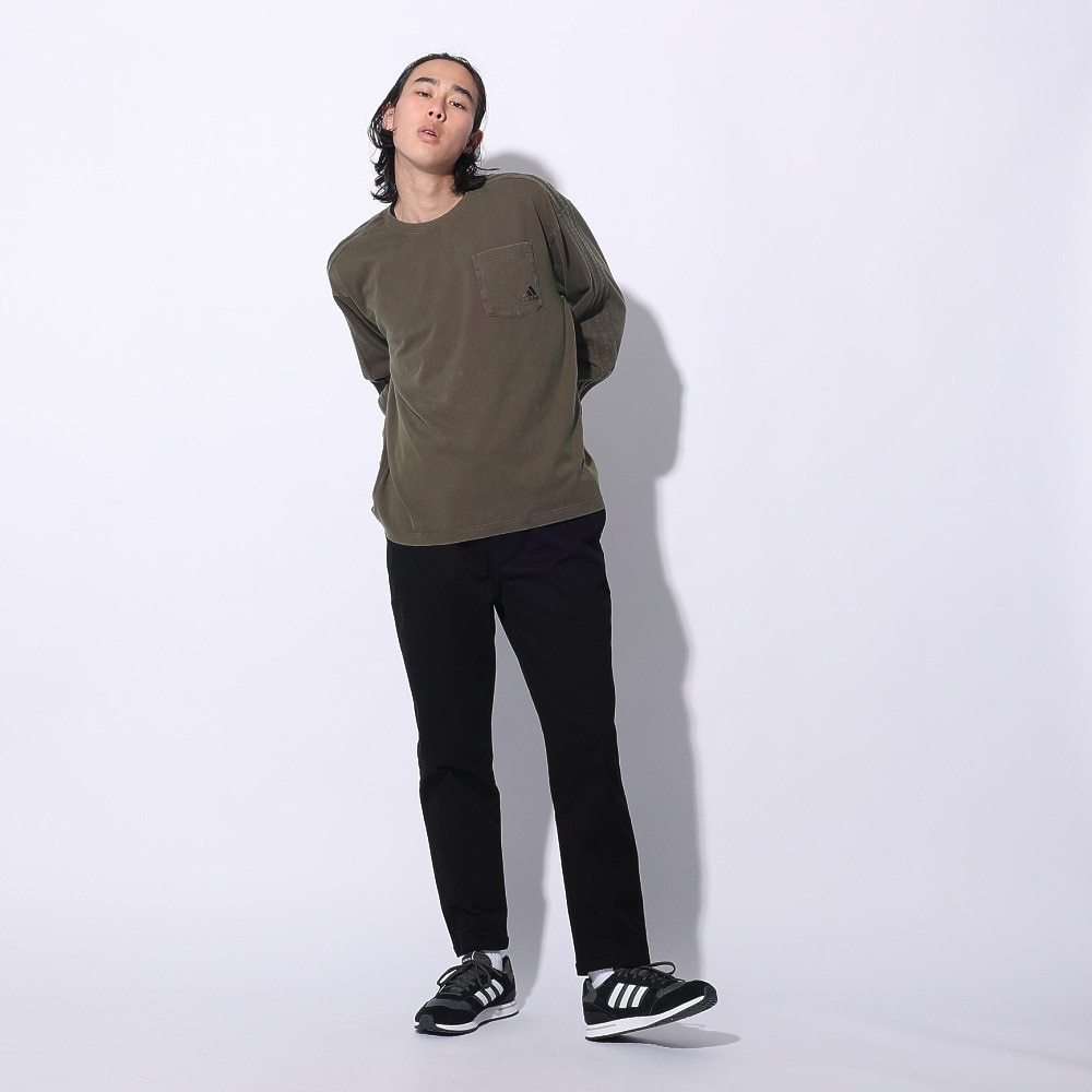 アディダス（adidas）（メンズ、レディース）スリーストライプス WASH ロングスリーブTシャツ KUE34-JE0947 ロンT 長袖 ヘビーウェイト ルーズフィット