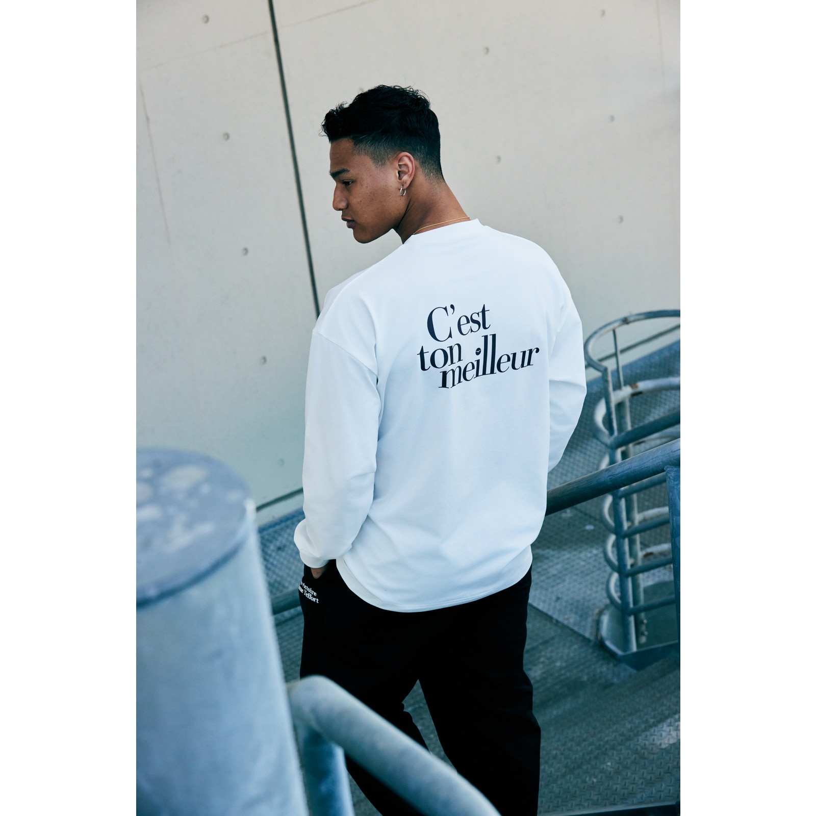 デュアリグ（DUARIG）（メンズ）クルーネック 長袖Tシャツ 4F0010-TRCT-863HD WHT