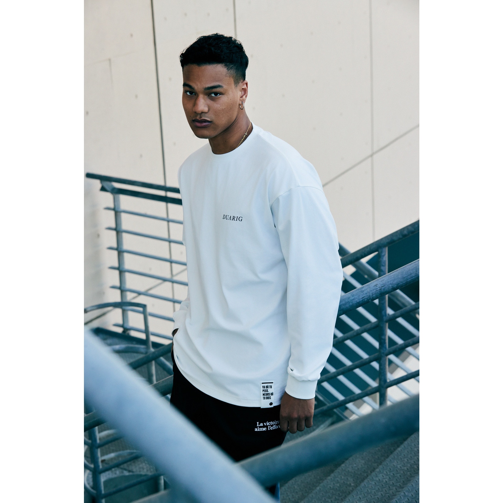 デュアリグ（DUARIG）（メンズ）クルーネック 長袖Tシャツ 4F0010-TRCT-863HD WHT