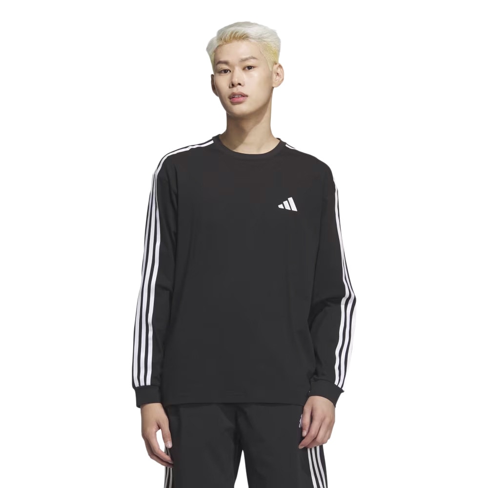アディダス（adidas）（メンズ）エッセンシャルズ プラス ルーズフィット スリーストライプス 長袖Tシャツ JUP88-JW6934