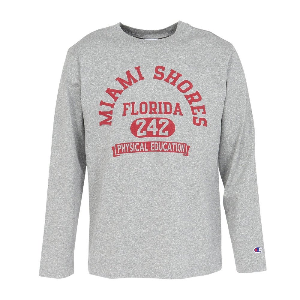 CHAMPION-HERITAGE BA COLLEGE PRINT ����T�V���c C3-D411 070 �k �O���[ �A�E�g�h�A
