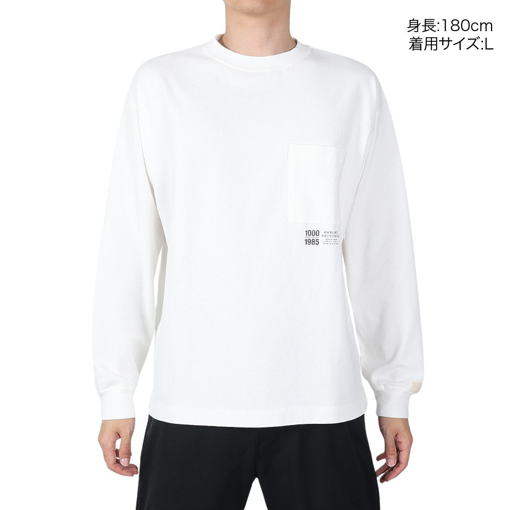 ニューバランス（new balance）（メンズ）長袖Tシャツ メンズ 白 1000 レギュラーフィット AMT25023SST