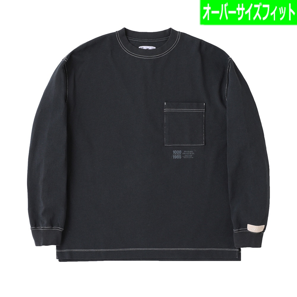 ニューバランス（new balance）（メンズ）Tシャツ 長袖 メンズ 黒 1000 オーバーサイズフィット AMT25024PHM ロンT ブラック