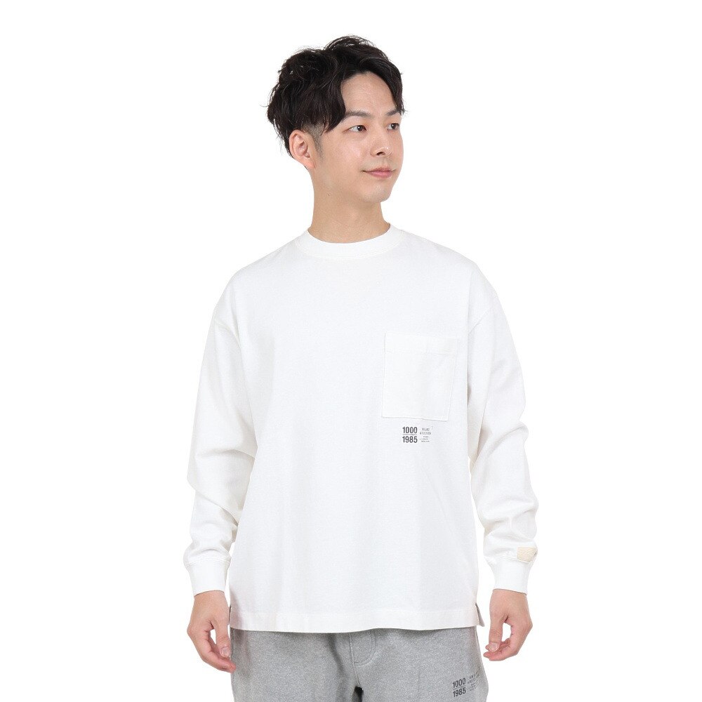 ニューバランス（new balance）（メンズ）長袖Tシャツ メンズ 白 1000 オーバーサイズフィット AMT25024SST