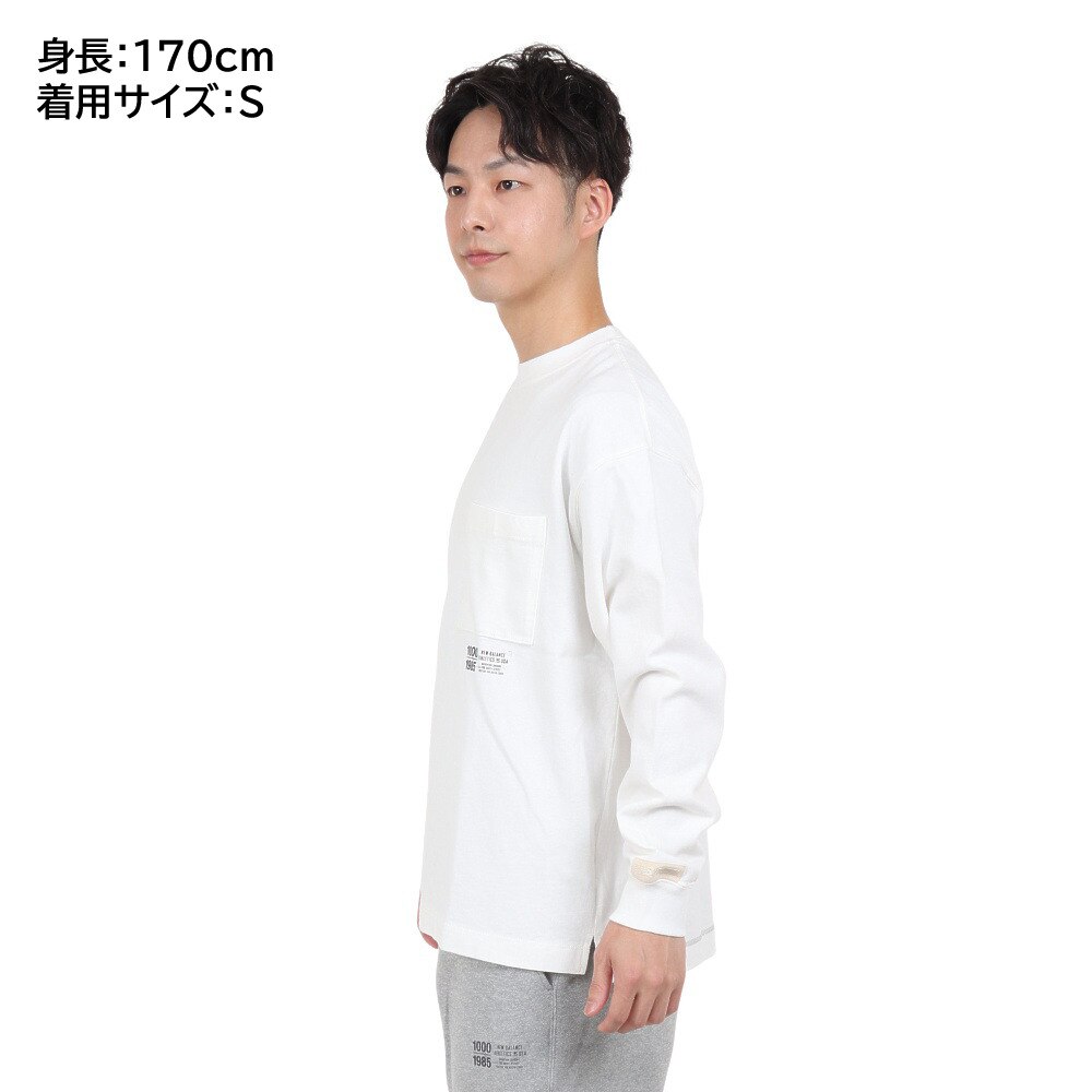 ニューバランス（new balance）（メンズ）長袖Tシャツ メンズ 白 1000 オーバーサイズフィット AMT25024SST