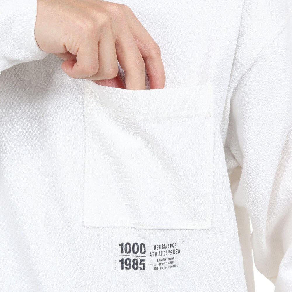 ニューバランス（new balance）（メンズ）長袖Tシャツ メンズ 白 1000 オーバーサイズフィット AMT25024SST