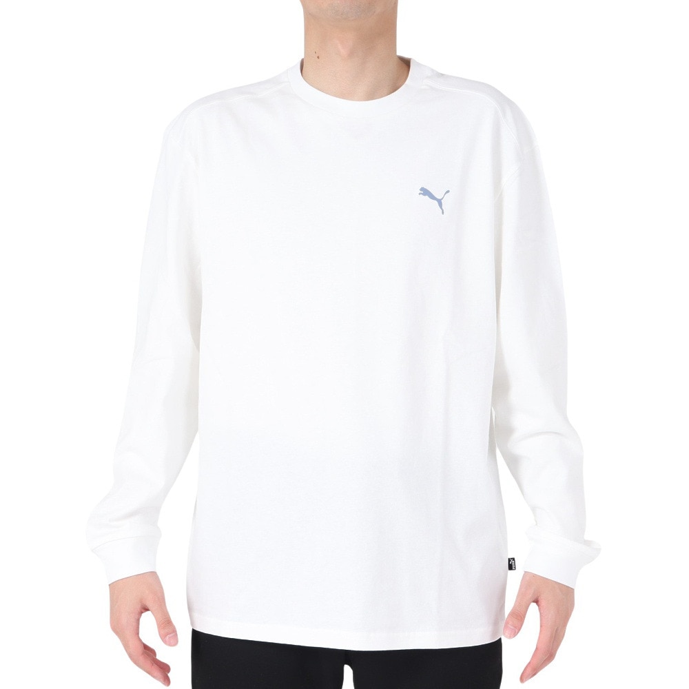 プーマ（PUMA）（メンズ）長袖Tシャツ メンズ バックプリントプリントTシャツ 674897 02 WHT