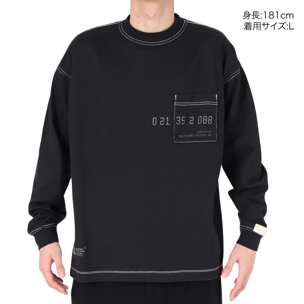 ニューバランス（new balance）（メンズ）1000 ミルナンバリングプリントロングスリーブ Tシャツオーバーサイズフィット AMT35104BK