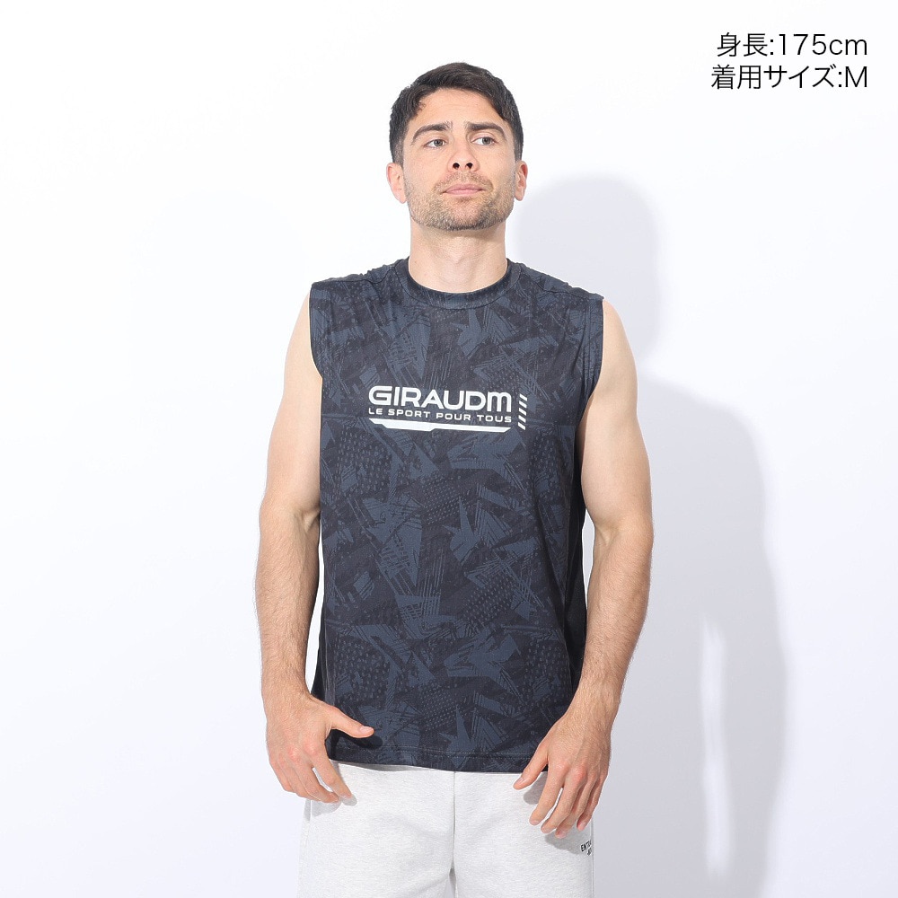 ジローム（GIRAUDM）（メンズ）ドライプラスクール シャインブロック メッシュ ノースリーブTシャツ CT4S0019-TR863-GRSD BLK