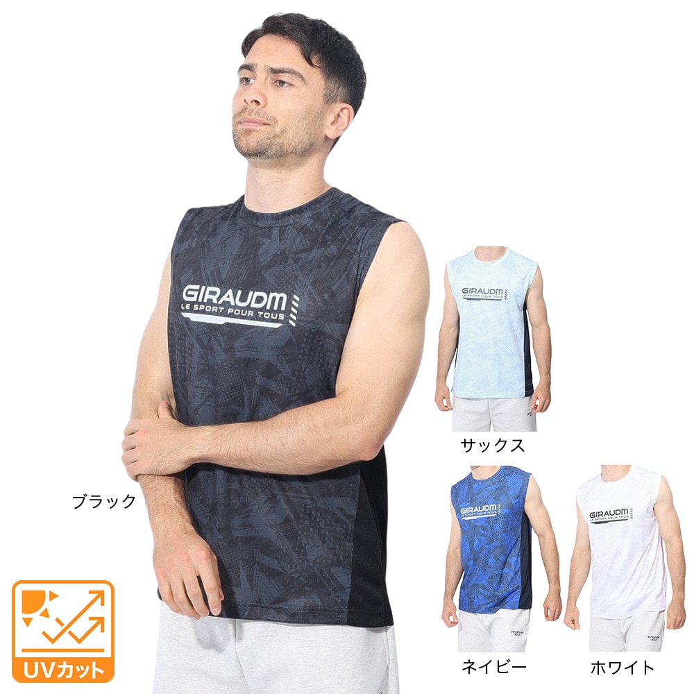 ジローム（GIRAUDM）（メンズ）ドライプラスクール シャインブロック メッシュ ノースリーブTシャツ CT4S0019-TR863-GRSD SAX