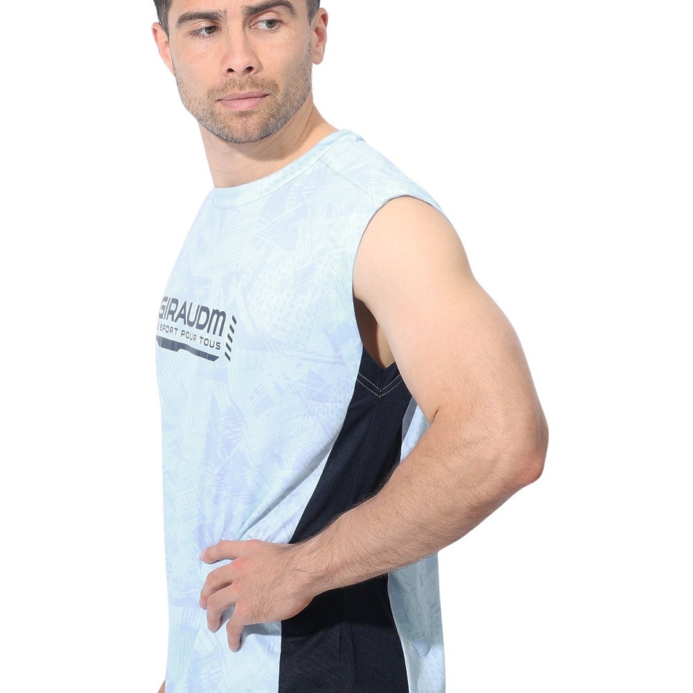ジローム（GIRAUDM）（メンズ）ドライプラスクール シャインブロック メッシュ ノースリーブTシャツ CT4S0019-TR863-GRSD SAX