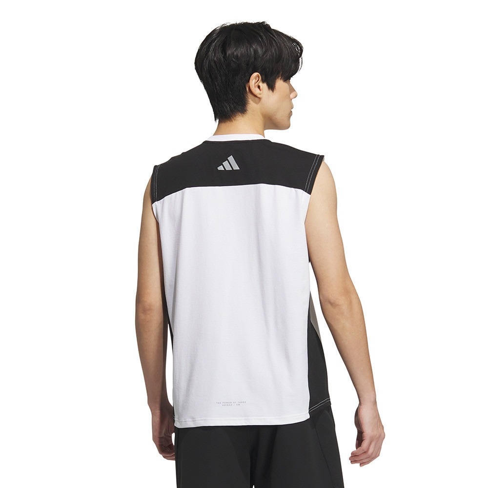 アディダス（adidas）（メンズ）Adptn ホリゾンタル ストライプス テクスチャード ダブルニット ノースリーブシャツ KQD53-JM2086
