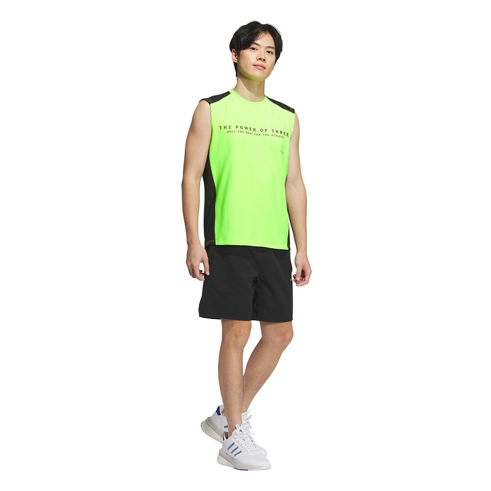 アディダス（adidas）（メンズ）Adptn ホリゾンタル ストライプス テクスチャード ダブルニット ノースリーブシャツ KQD53-JM2087
