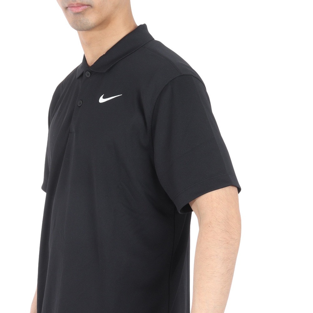 ナイキ（NIKE）（メンズ）ポロシャツ 半袖 速乾 ブラック 黒 ナイキコート ドライフィット テニスポロシャツ DH0858-010