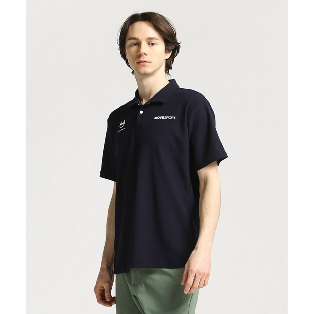 デサント（DESCENTE）（メンズ）SUNSCREEN 鬼鹿の子 カラーロゴ 半袖ポロシャツ DMMVJA70 NV