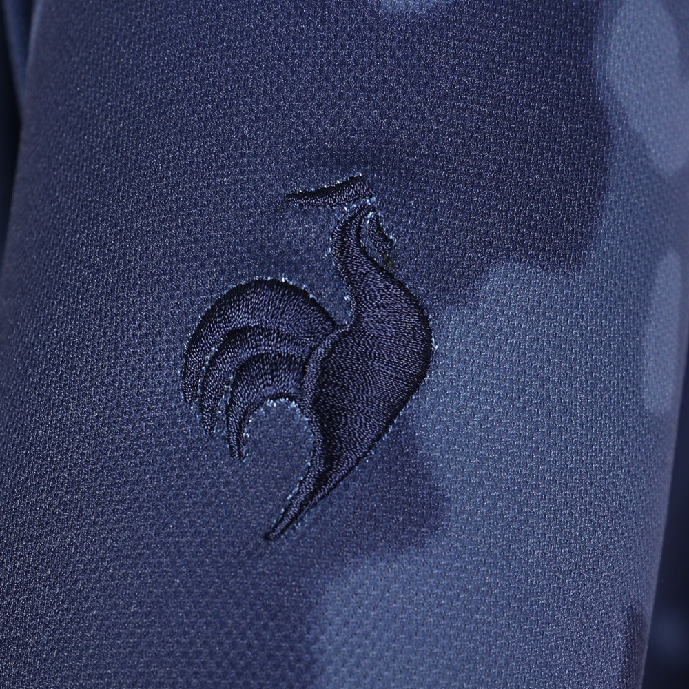 ルコックスポルティフ（lecoqsportif）（メンズ）半袖ポロシャツ メンズ 総柄グラフィック 鹿の子 QMMVJA42 NV