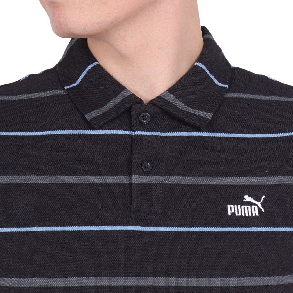 プーマ（PUMA）（メンズ）ESS ストライプ 半袖ポロシャツ 680693 01 BLK