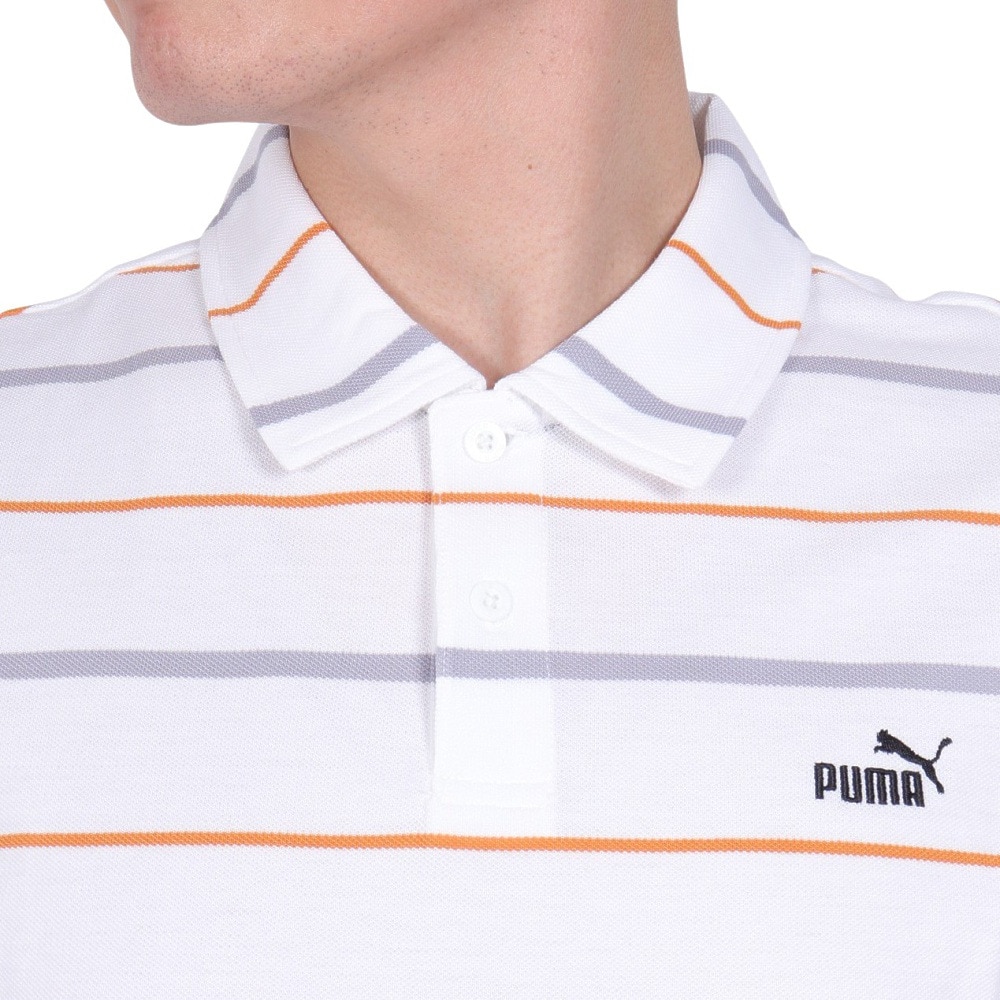 プーマ（PUMA）（メンズ）ESS ストライプ 半袖ポロシャツ 680693 02 WHT