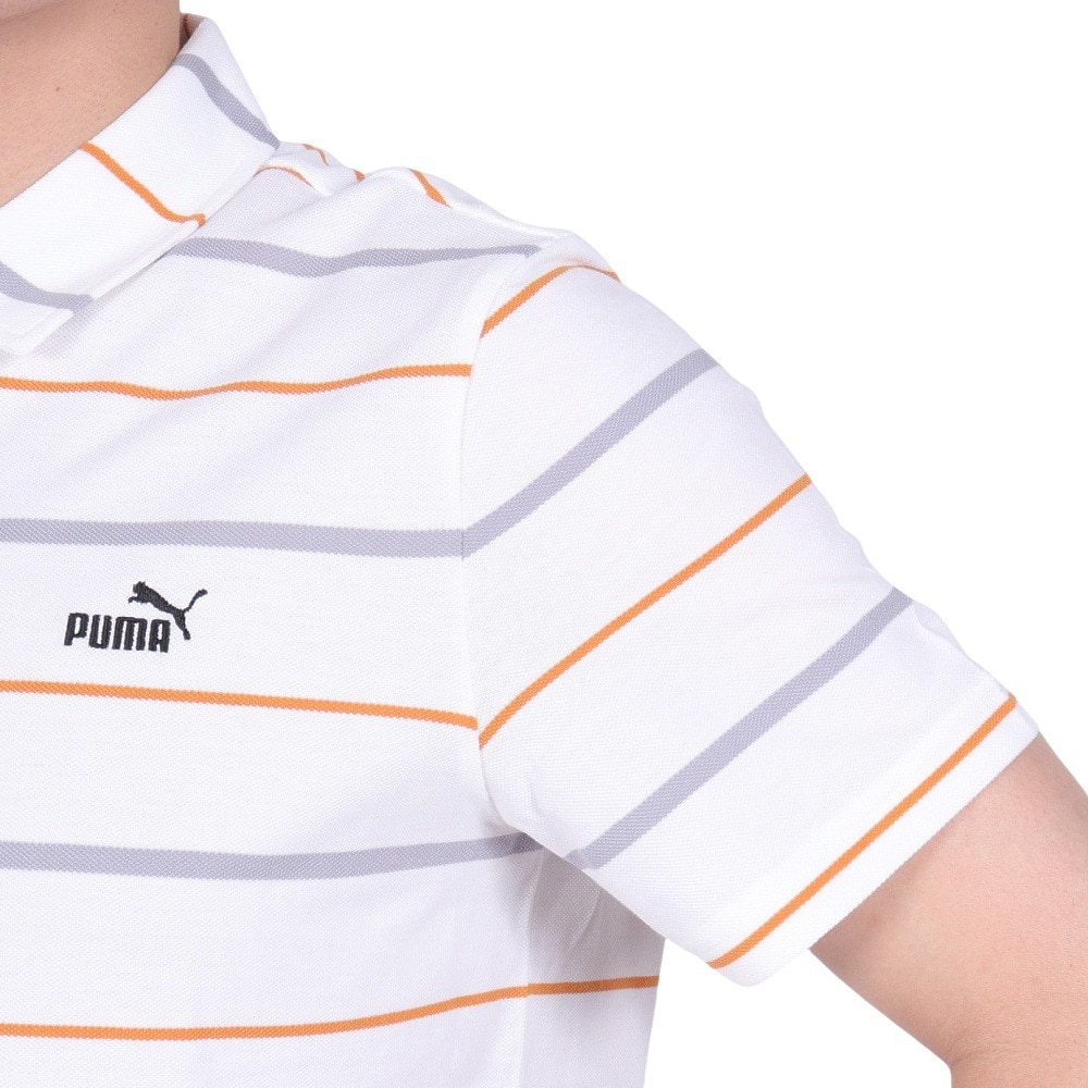 プーマ（PUMA）（メンズ）ESS ストライプ 半袖ポロシャツ 680693 02 WHT