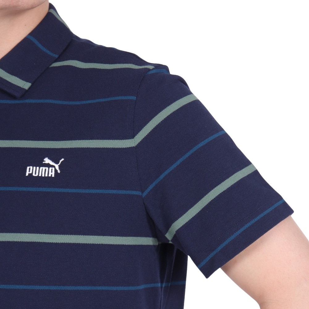プーマ（PUMA）（メンズ）ESS ストライプ 半袖ポロシャツ 680693 14 BLK