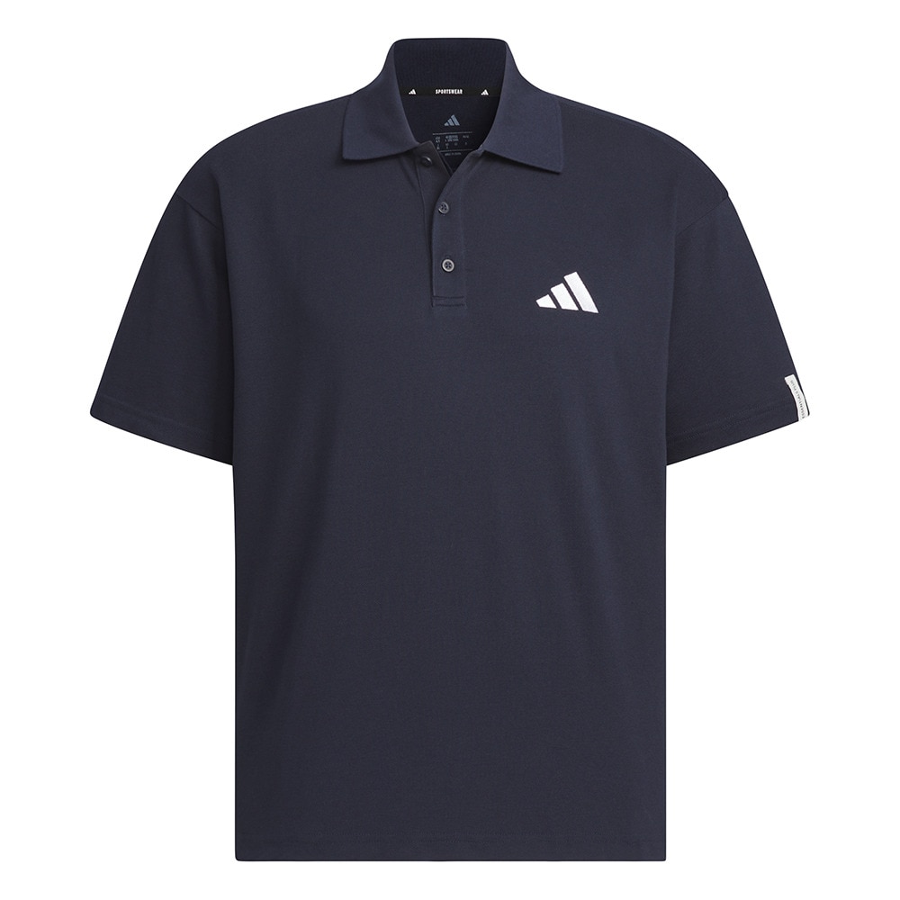 アディダス（adidas）（メンズ）エッセンシャルズ プラス ルーズフィット スモールロゴ 半袖ポロシャツ JUP99-JW6986