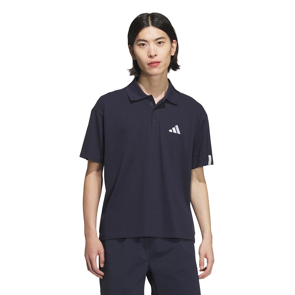 アディダス（adidas）（メンズ）エッセンシャルズ プラス ルーズフィット スモールロゴ 半袖ポロシャツ JUP99-JW6986