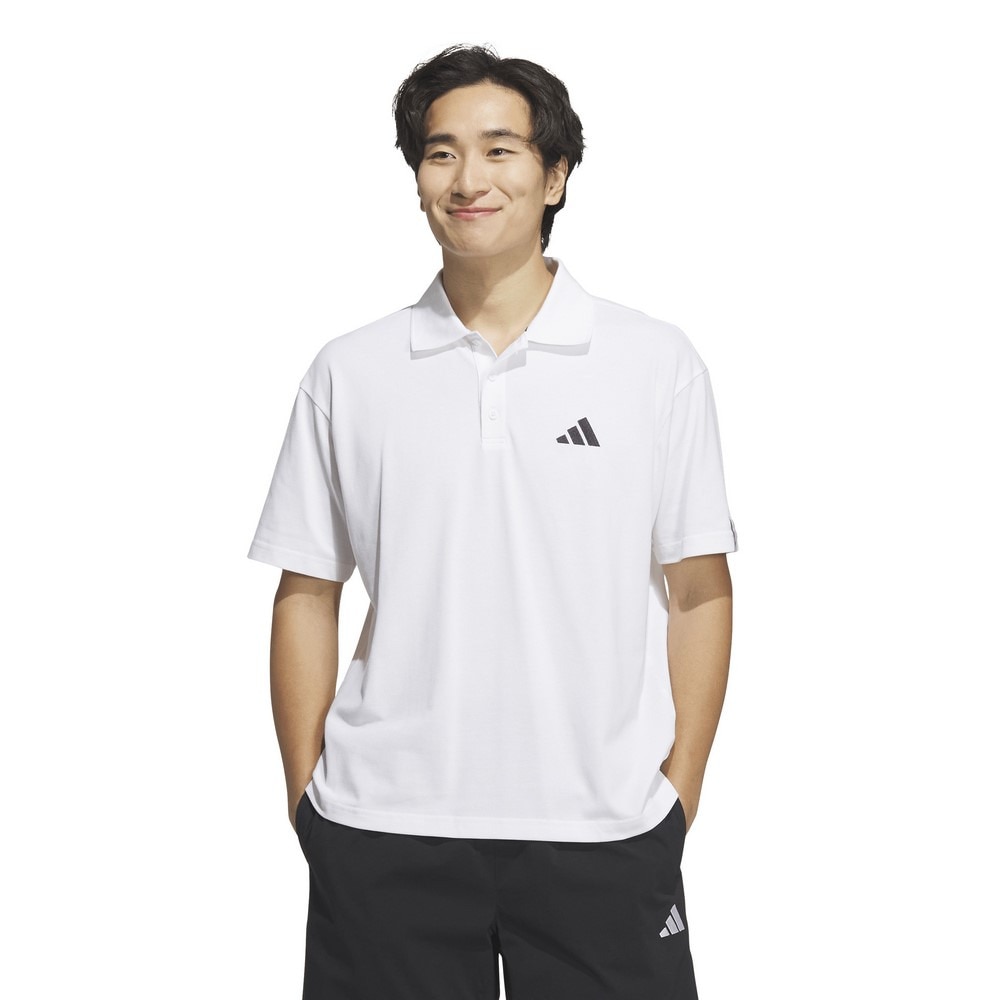 アディダス（adidas）（メンズ）エッセンシャルズ プラス ルーズフィット スモールロゴ 半袖ポロシャツ JUP99-JW6987
