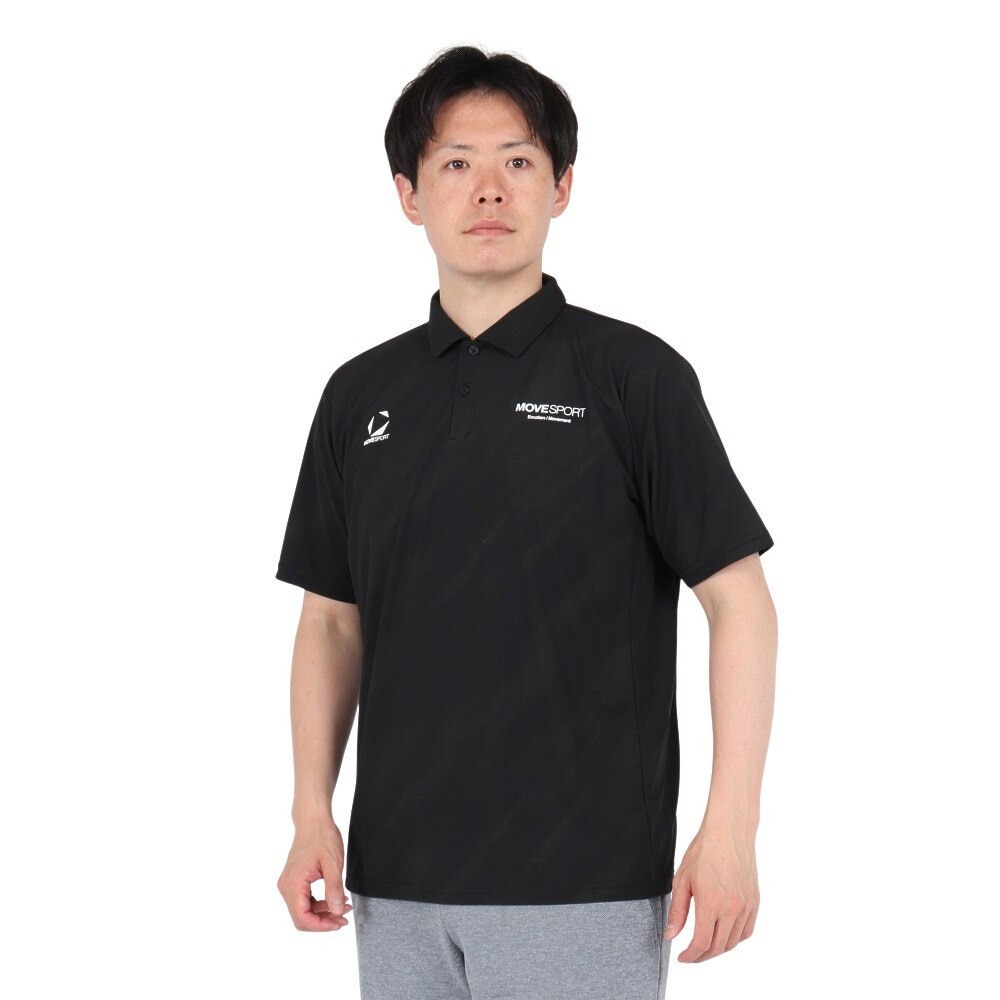 デサント（DESCENTE）（メンズ）SUNSCREEN ミニ鹿の子 総柄グラフィックポロシャツ ST5SHS02M BK00