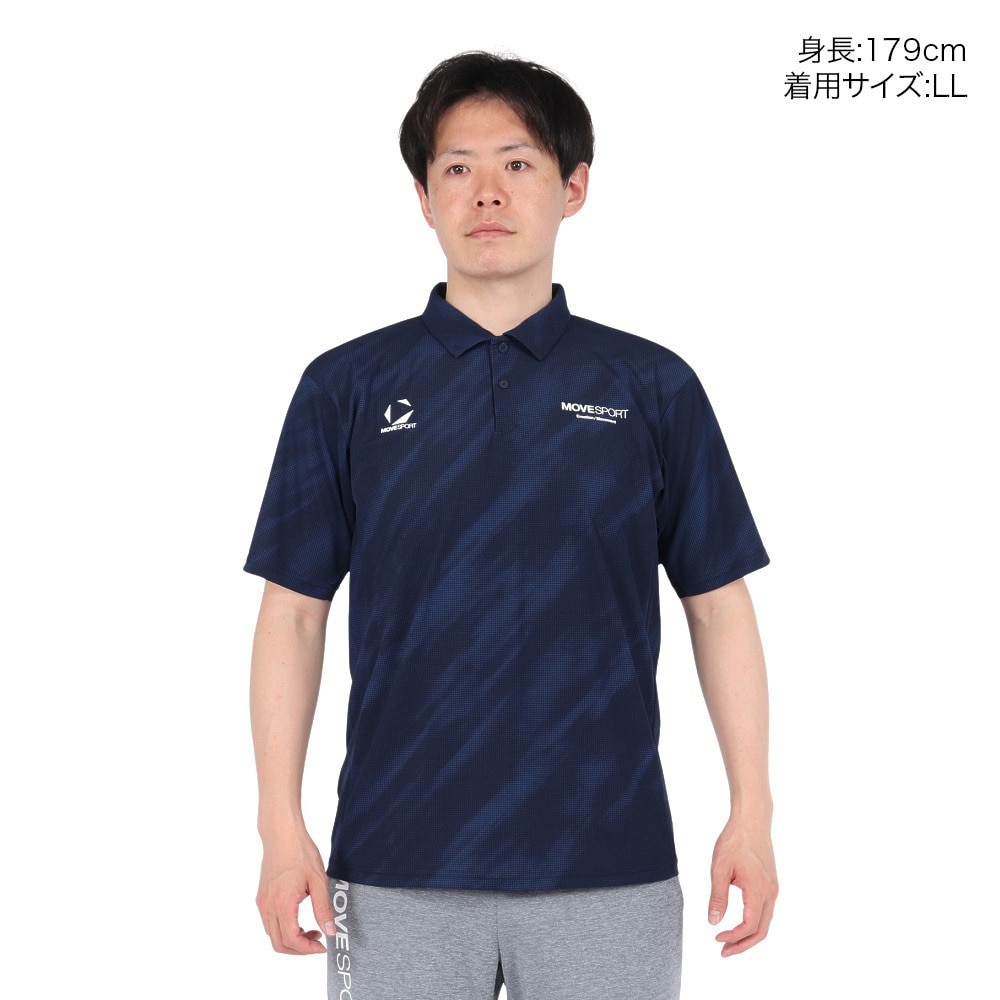 デサント（DESCENTE）（メンズ）SUNSCREEN ミニ鹿の子 総柄グラフィックポロシャツ ST5SHS02M NV00
