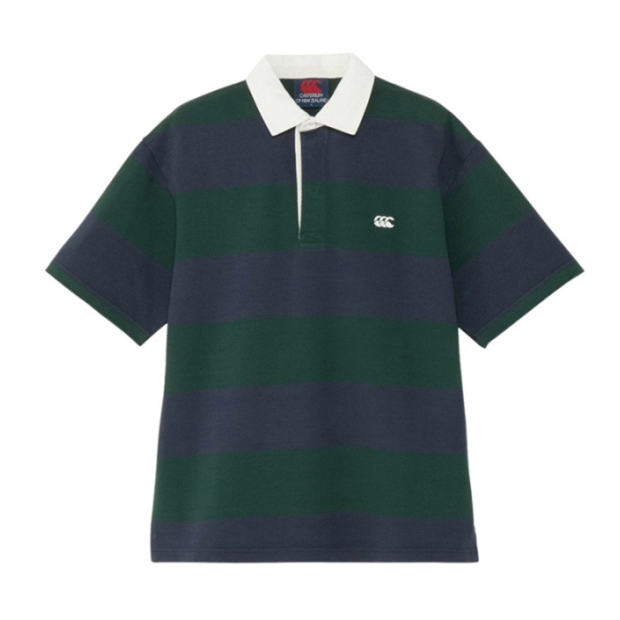新品Canterbury カンタベリー ラグビーシャツ カーキx紺34サイズXL カンタベリー（canterbury）（メンズ、レディース）ショートスリーブ