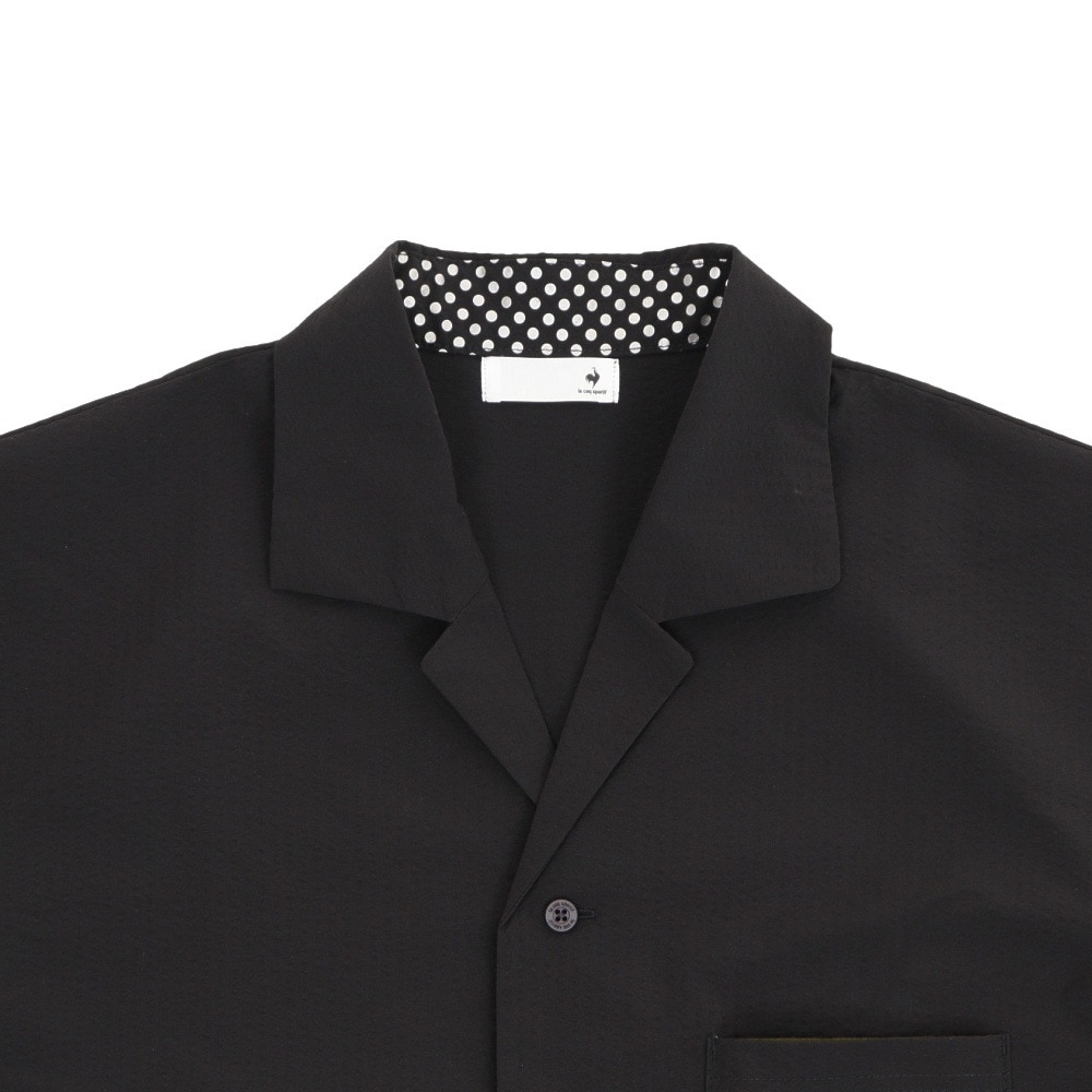 ルコックスポルティフ（lecoqsportif）（メンズ）半袖シャツ メンズ SOLOドライタッチ オープンシャツ QMMTJA65XB BK