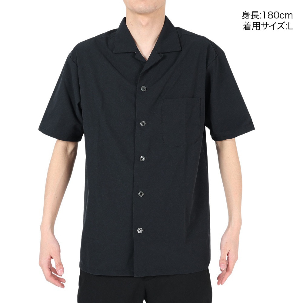 ルコックスポルティフ（lecoqsportif）（メンズ）半袖Tシャツ メンズ グランデイズ オープンカラーシャツ QMMVJA50XB BK