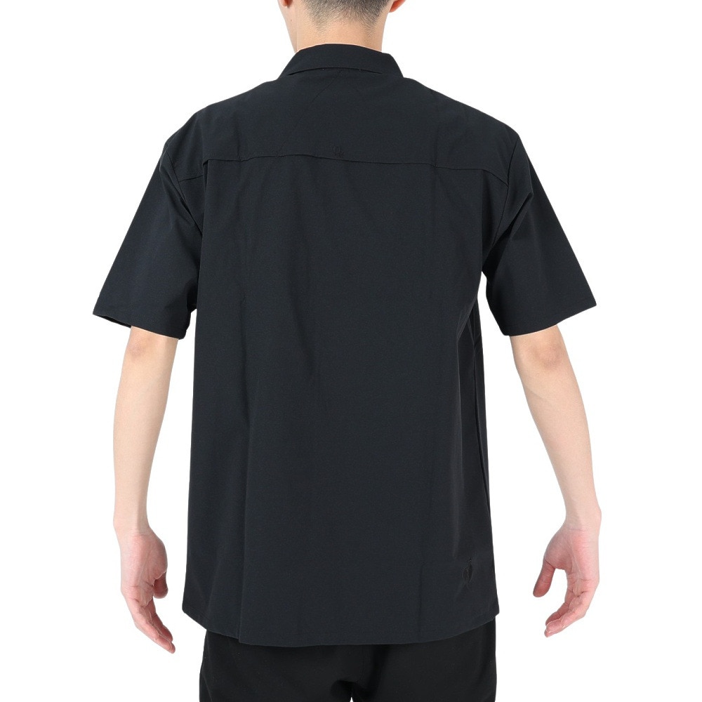 ルコックスポルティフ（lecoqsportif）（メンズ）半袖Tシャツ メンズ グランデイズ オープンカラーシャツ QMMVJA50XB BK