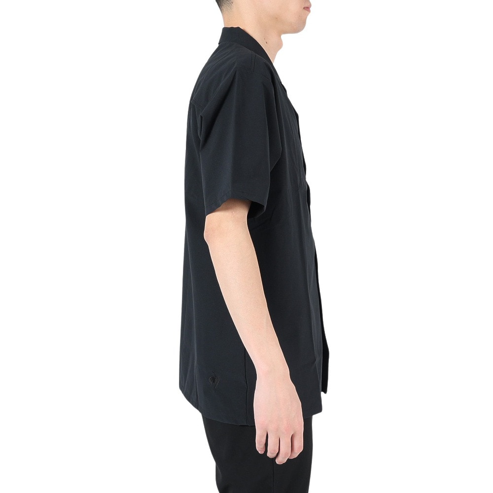 ルコックスポルティフ（lecoqsportif）（メンズ）半袖Tシャツ メンズ グランデイズ オープンカラーシャツ QMMVJA50XB BK
