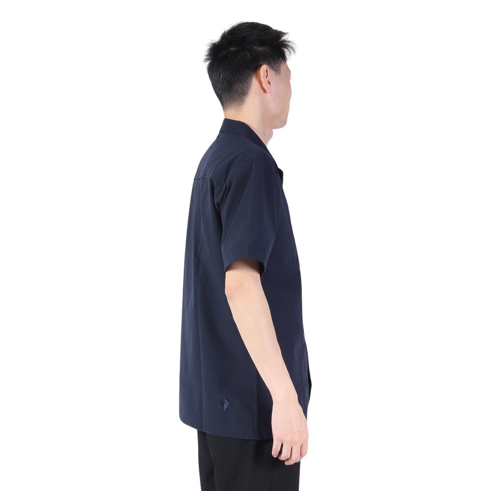 ルコックスポルティフ（lecoqsportif）（メンズ）半袖Tシャツ メンズ グランデイズ オープンカラーシャツ QMMVJA50XB NV