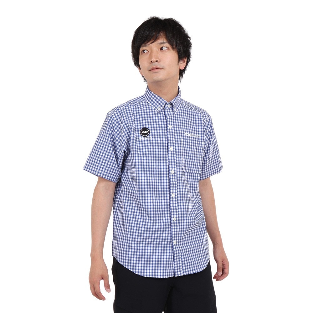 デサント（DESCENTE）（メンズ）半袖シャツ メンズ ギンガムチェック ボタンダウン DMMVJA64 BLWH