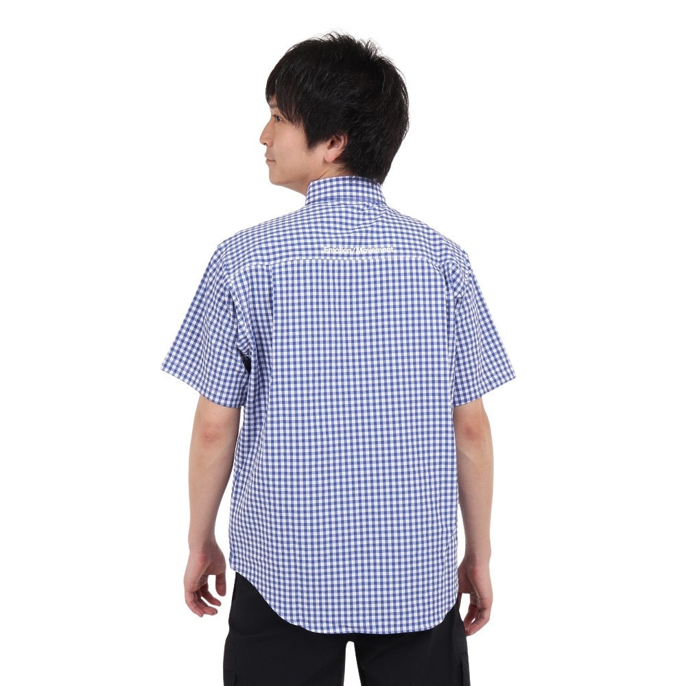 デサント（DESCENTE）（メンズ）半袖シャツ メンズ ギンガムチェック ボタンダウン DMMVJA64 BLWH
