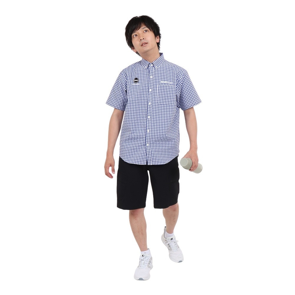 デサント（DESCENTE）（メンズ）半袖シャツ メンズ ギンガムチェック ボタンダウン DMMVJA64 BLWH