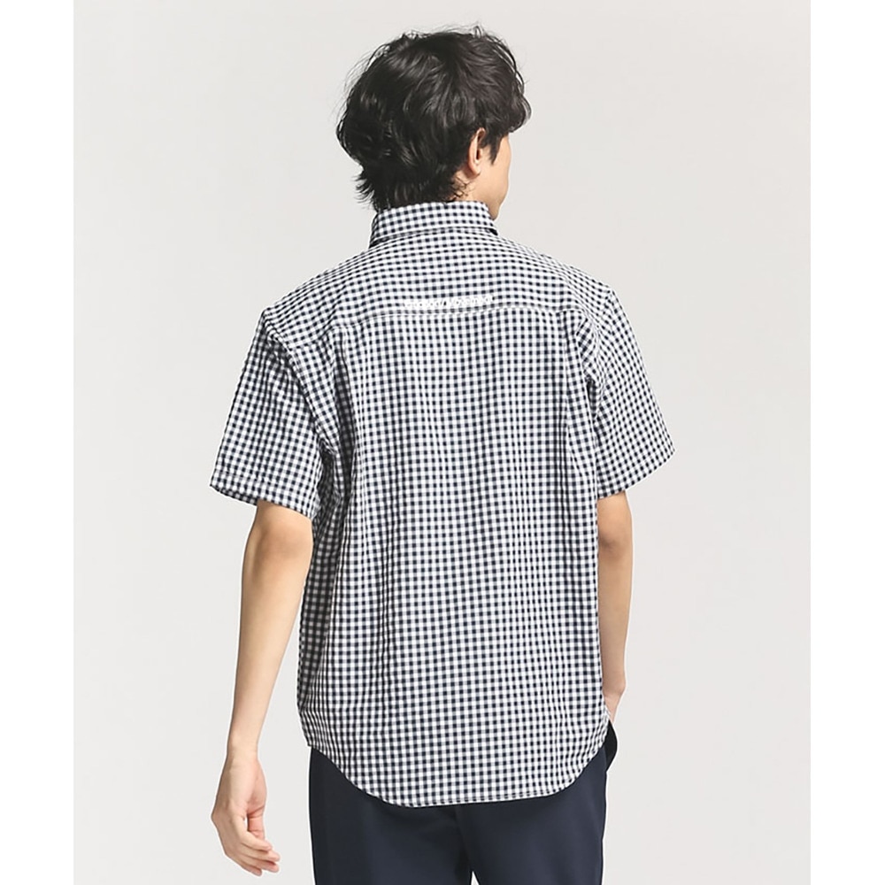 デサント（DESCENTE）（メンズ）半袖シャツ メンズ ギンガムチェック ボタンダウン DMMVJA64 NVWH